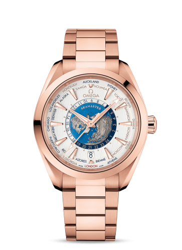 Omega Seamaster Aqua Terra 150M Master Chronometer 43 Worldtimer Sedna Gold / Silver / Bracelet